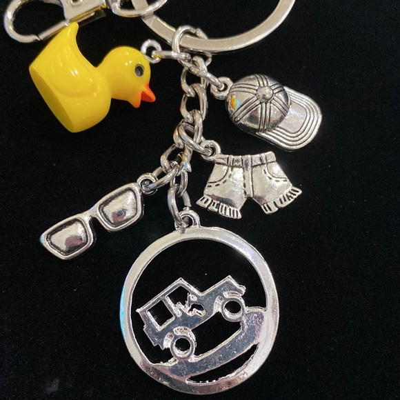 Yellow Duck ATV Off Road Keychain Bag Charm Ducking Cap Sunglasses Short… - Picture 3 of 6